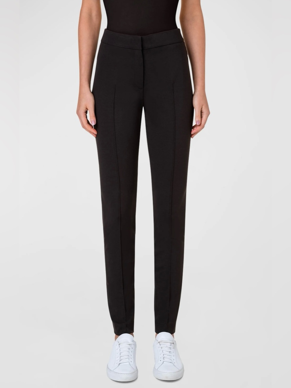 Akris Punto Pants Mara Skinny US 6 Black Ankle Seamed Luxury